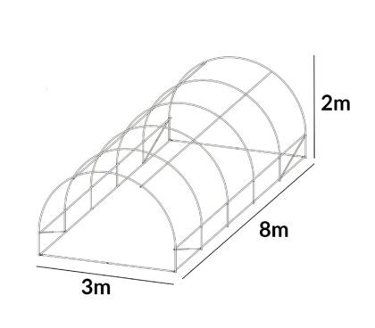 Šiltnamio rėmas, 24 m2, 3 x 8 m