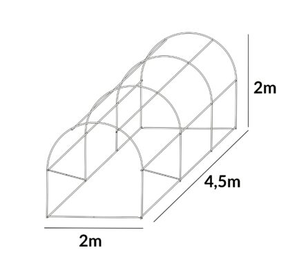 Šiltnamio rėmas, 9 m2, 2 x 4,5 m