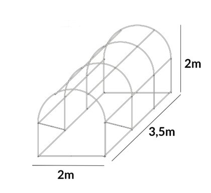 Šiltnamis su armuota plėvele, 7 m2, 2 x 3,5 m, baltas