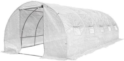 Šiltnamis su armuota plėvele, 24 m2, 8 x 3 m, baltas