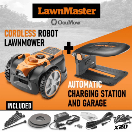 belaidis vejos pjovimo robotas lawnmaster su įkrovimo stotele, 18 v, 2.2 ah, 400m2