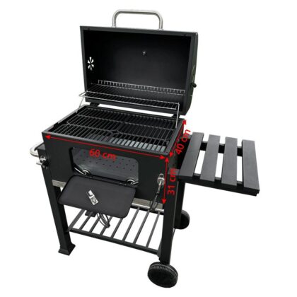 kepsninė – grilis. 113.5 x 50 x 107 cm. su ketaus grotelėmis ir uždangalu