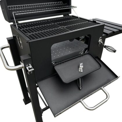 kepsninė – grilis. 113.5 x 50 x 107 cm. su ketaus grotelėmis ir uždangalu