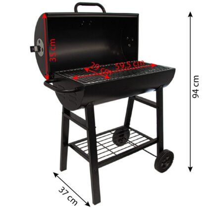 kepsninė – grilis, 73 x 46 x 82 cm, su plieno grotelėmis