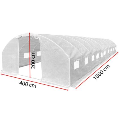 Šiltnamis su armuota plėvele, 40 m2, 4x10 m, baltas