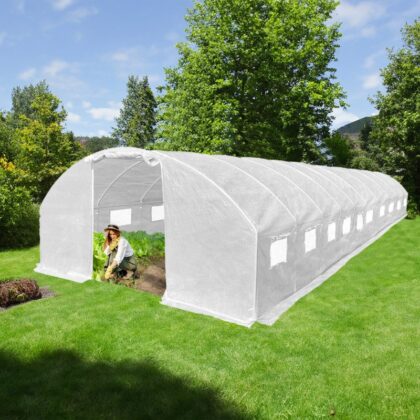 Šiltnamis su armuota plėvele, 40 m2, 4x10 m, baltas