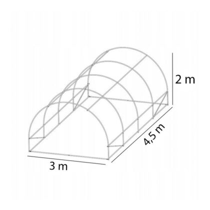 Šiltnamis su armuota plėvele, 13,5 m2, 3x4,5 m, žalias