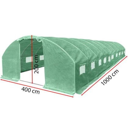 Šiltnamis su armuota plėvele, 40 m2, 4x10 m, žalias