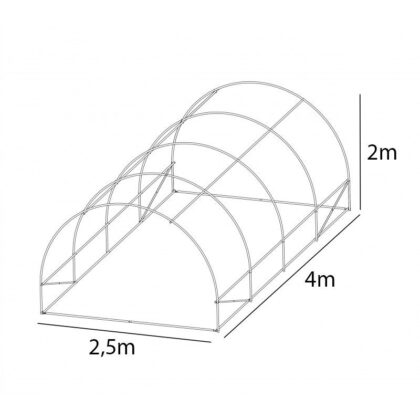 Šiltnamis su armuota plėvele, 10 m2, 2,5x4 m, pilkas