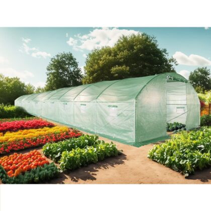 Šiltnamis su armuota plėvele, 40 m2, 4x10 m, žalias