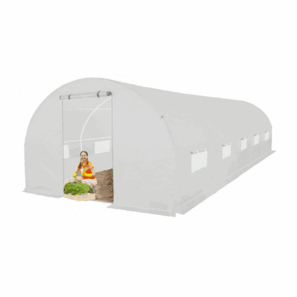 Šiltnamis su armuota plėvele, 24 m2, 8 x 3 m, baltas