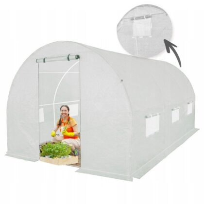 Šiltnamis su armuota plėvele, 7 m2, 2 x 3,5 m, baltas