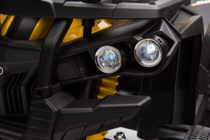 vaikiškas elektrinis keturratis, geltonas