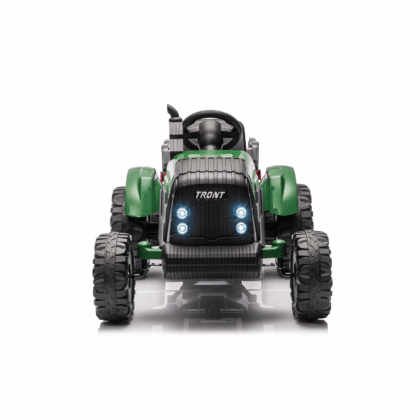vaikiškas elektrinis traktorius su priekaba, tamsiai žalias/pilkas