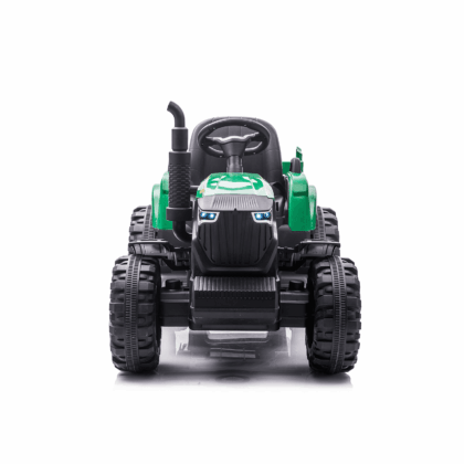 vaikiškas elektrinis traktorius su priekaba, tamsiai žalias/pilkas