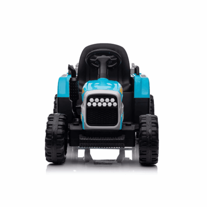 hatis vaikiškas elektrinis traktorius su priekaba, šviesiai mėlynas