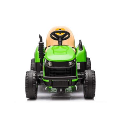 vaikiškas elektrinis traktorius su priekaba, žalias/geltonas