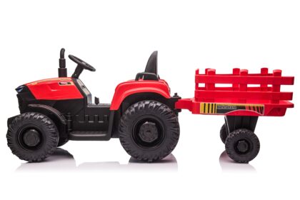 vaikiškas elektrinis traktorius su priekaba hatis, raudonas/juodas