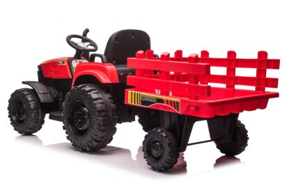 vaikiškas elektrinis traktorius su priekaba hatis, raudonas/juodas