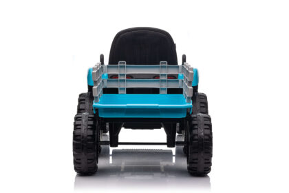 hatis vaikiškas elektrinis traktorius su priekaba, šviesiai mėlynas