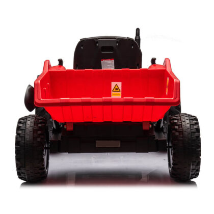 vaikiškas elektrinis traktorius su priekaba, raudonas