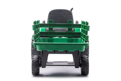 vaikiškas elektrinis traktorius su priekaba, tamsiai žalias/pilkas