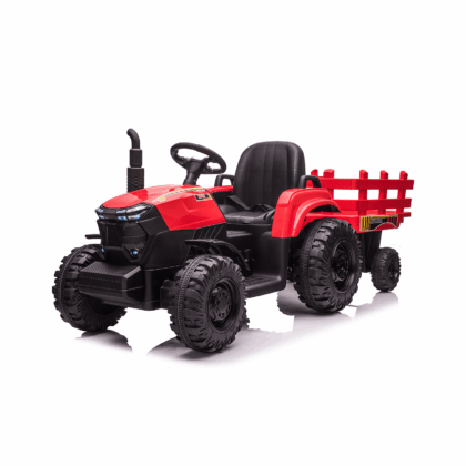 vaikiškas elektrinis traktorius su priekaba hatis, raudonas/juodas