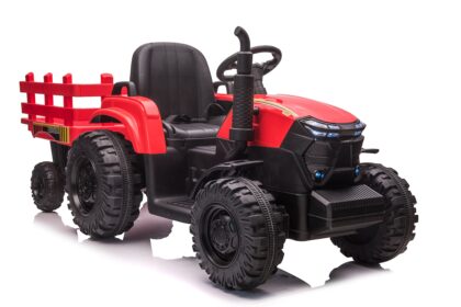 vaikiškas elektrinis traktorius su priekaba hatis, raudonas/juodas