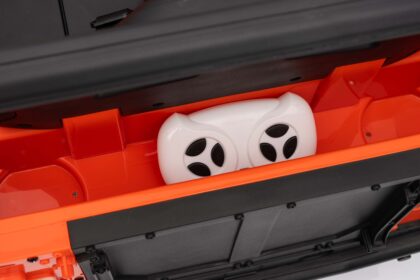 vaikiškas elektromobilis land rover defender, oranžinis