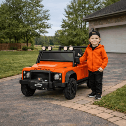 vaikiškas elektromobilis land rover defender hatis, oranžinis