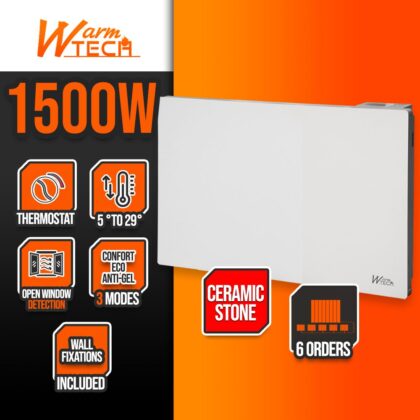 Keraminis – inercinis šildytuvas 1500 W, baltas - Image 4