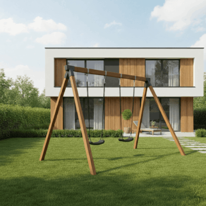 dvigubas sūpynių rėmas hatis „kido“ su sūpynėmis